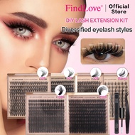 FindLove 200-240Pcs  DIY Cluster  Eyelash  Extension Set With Bond&Seal 30D/40D/50D/100D/200D D curl
