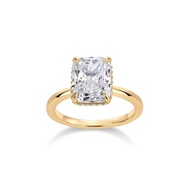 PAVOI 14K Gold Plated 3.5CT Square Radiant Cubic Zirconia Engagement and Promise Ring for Women - Hi