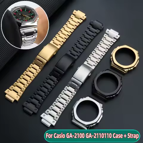 For Casio GA-2100 GA-2110 men Set Stainless Steel watch strap metal case GA2100 GA2110 Refitted Farm