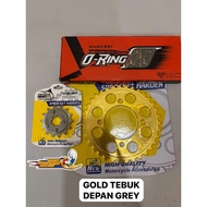 ESPADA COMBO SPROCKET 415 GOLD TEBUK & BLACK RANTAI ORING 132L LC135 Y15ZR Y16ZR 4LUBANG