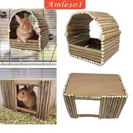 [Amleso1] Wooden Hamster Hideout Small Animal Hideout Cage Toy Guinea Pig House for Rat Gerbil Hedgehog