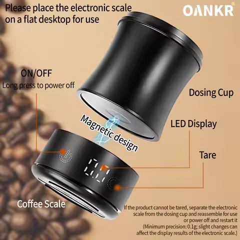 OANKR 2 in 1 Digtal Dosing Cup with Electric Scale 0.1g Precision Measurement LED Display Coffee Sca