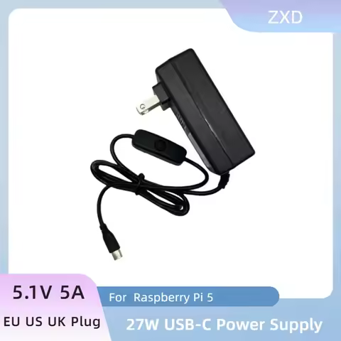 Raspberry Pi 5 5.1V 5A Power Supply PD 27W USB Type C Charger EU US UK Plug Power Adapter for Raspbe