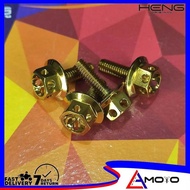 (SET) HENG 4x12 MM BRAKE MASTER FLUID BOLTS FLOWER DESIGN GOLD STAINLESS NMAX / PCX / ADV  MOTOR