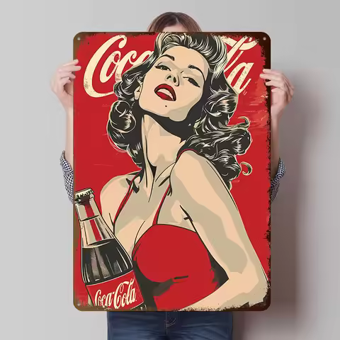 Retro Coca-Cola Metal Poster Retro Coca-Cola Pin-Up Girl Metal Poster Customized Wall Art Retro Vint