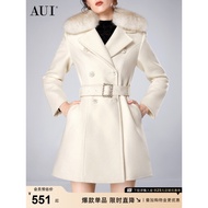 AUI Beige Temperament Woolen Coat for Women - Winter 2025