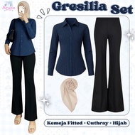 KEMEJA One Set for Teenagers (Fitted Shirt, Cutbray Pants, Bella Square) Women's Hangout Suit AS5L