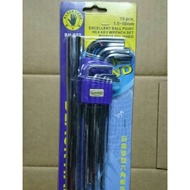 [Bangbang Leg Hardware] Black Hand Brand Platinum Mirror Surface Ball Hex Wrench Set 9 Pcs BH-077
