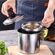 Oil Pot 1.3 Liter Oil Storage Container Oil Filter/ Stainless Steel Cooking Oil Storage/