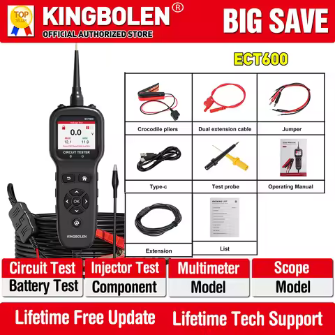 KINGBOLEN ECT600 Circuit Tester 12v-24v Auto Battery Tester 0v-80v Voltage tester Power Probe Kit LE