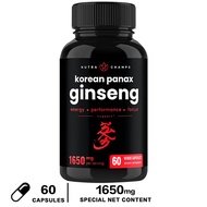 NutraChamps Korean Red Ginseng - 120 Vegetarian Capsules Super Strength Root Extract Powder Supplement High in Ginsenosides