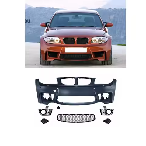 E82 E87 Body Kits E82 E87 Upgrade M Style Front Bumper with Grille Fog Light Grill for 1 Series E82 