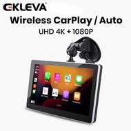EKLEVA 7" Dash Cam Rearview Camera Carplay Android Auto 4K DVR GPS Navigation Video Recorder Dashboard Dual Len 24H Park AUX