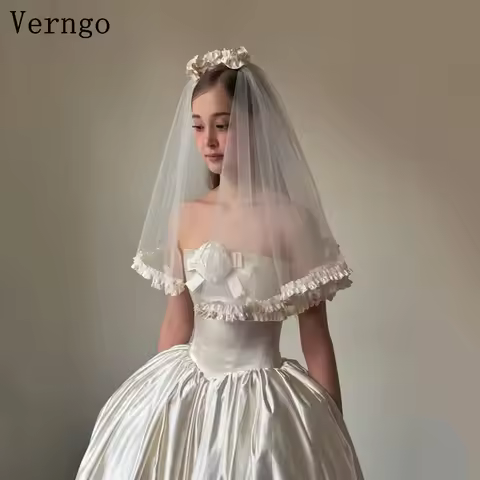 Verngo Princess 3D Flowers Wedding Dress Strapless A Line Pleated Modern Bridal Gown Ball Maxi Prom
