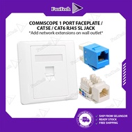 FunTech COMMSCOPE 1/2 Port RJ45 Ethernet Network Faceplate Wall Socket / CAT5e/CAT6 RJ45 Keystone Ja