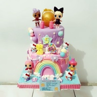 kue ulang tahun lol 2 tiers fondant cake toys
