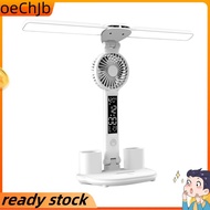 Rechargeable Table Lamp for Study Desk Lamp Reading Light Led Table Light with Fan Led Clock Dispaly