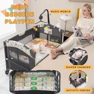 [SG Stock] Playpen Co-sleeper Foldable Baby Bedside Sleeper Adjustable Baby Crib