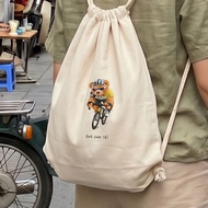Get Over It Cute Get Over It Cycling Teddy Bear Printed Canvas Tote Bag Women's Shoulder Bag Fits A4