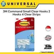 [SG SHOP SELLER] 3M Command 17092CLR Small Hooks, Clear, 2-Hook, 4-Strip