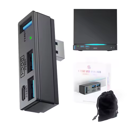 4 in1 USB 3.0 Hub SDM007 with 5Gbps Ultra-Fast for Steam Machine/PS5/PC/Portable HUB with LED Indica