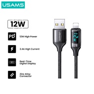 { SmileShopAcc } USAMS U78 Lightning Data Cable Digital Display 2.4A 1.2M