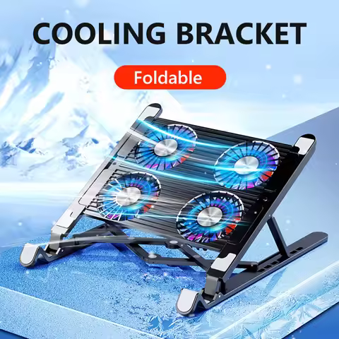Laptop Cooling Pad with 2/4 Fans Foldable Notebook Stand RGB Silent Gaming Laptop Cooler Fan 7 Heigh