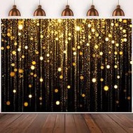 1pc Luxury Black Gold Bokeh Light Photography Backdrops,Glitter Spots Party Banner,Shiny Wedding Hol