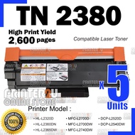 5x Compatible TN2380  DR2355 Drum Brother HL-L2320D HL-L2360DN HL-L2365DW DCP-L2540DW MFC-L2700D MFC