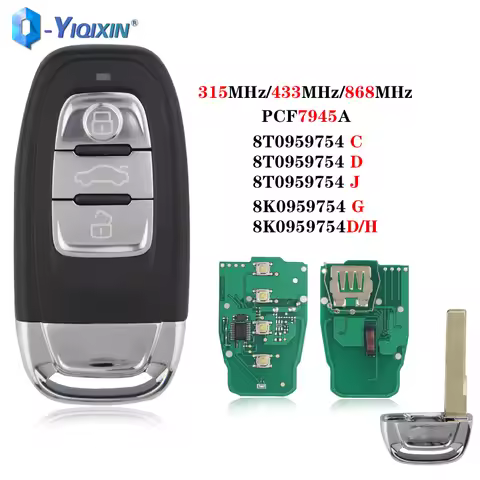 YIQIXIN PCF7945A 315/433/868Mhz Car Key For Audi A4 A5 S4 S5 Q5 8T0959754 C/G/D/J 8K0959754D/H Keyle