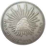Antique Crafts Mexico 1 Peso 1899-1909 Brass Silver Plated Hot Sale Commemorative Coin Readystock202