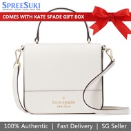 Kate Spade Handbag Crossbody Bag Staci Saffiano Leather Square Flap Crossbody Parchment Off White # K7342