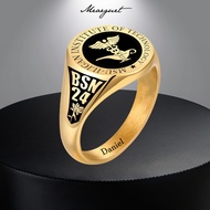 Meaeguet Personalized Vintage Signet Ring Eagle Ring College Ring Badge Family Crests Coat Of Arms C