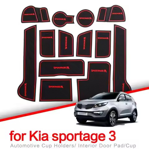 for KIA Sportage 3 2011-2015 Anti-Slip Gate Slot Mat Rubber Door Groove Pad Cup Holder Coaster Car I