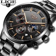 {Miracle Watch Store} 2022ใหม่ LIGE นาฬิกาผู้ชายควอตซ์แบรนด์ชั้นนำอนาล็อกทหารชายนาฬิกาผู้ชายกีฬากองทัพนาฬิกากันน้ำ Relógio Masculino กล่อง
