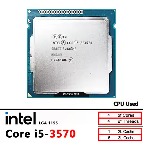 Intel Core i5-3570 i5 3570 3.4 GHz Used Quad-Core Quad-Thread CPU 6M 77W LGA 1155