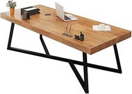 Computer Desk Solid Wood Computer Desk, Large natural pine long Desk, High Load-bearing Wrought Iron