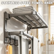 50/60cm Stainless Steel Towel Rack Foldable Towel Bar Bathroom Hook Towel Bar Wall Mounted Towel Han