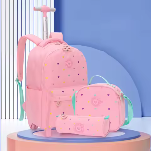3pcs/Set Children School Backpack Rolling Backpack for Girls Students Wheeled Backpacks Trolley Scho