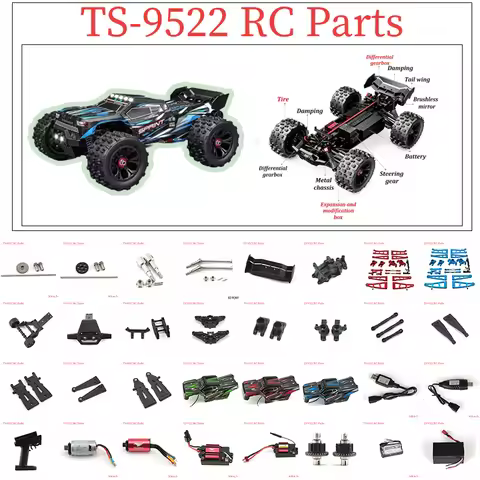 4WD 9522 9522PRO RC Car Upgrade Parts Differential Steering Servo Motor ESC Metal Full Upgrade Kit 1