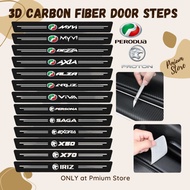 4pcs 3D Carbon Fiber Side Door Step Sticker Strip Protector PERODUA Axia Aruz Myvi Bezza PROTON X50 X70 Iriz Saga