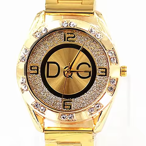 2024 Fashion Luxury Watch DQG Crystal Quartz Female Watch Gold Silver Stainless Steel Ladies Dress W