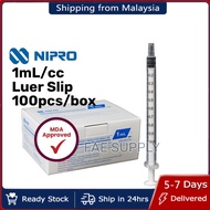 NIPRO Unigloves Syringe  1mL CC MDA sterile box of 100pcs