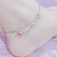 Double shape silver four-leaf clover anklet - Silver four-leaf clover anklet - Kahushop