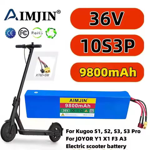 18650 Lithium Ion Battery Pack 9.8AH 10s3p 36V Battery for FIIDO D1/D2/D2S D4S with BMS protection b