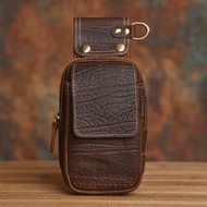Mens Leather Vintage Style Waist Bag Durable Waist Packs Belt Messager Shoulder Bags Outdoor Male Fa