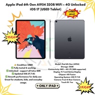 A**e i**d 6th Gen A1954 32GB WiFi + 4G Unlocked iOS 17 (USED Tablet)