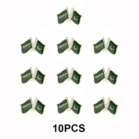 10PCS a lot Saudi Arabia & Pakistan Friendship Flag Metal Lapel Pin Flag Pin Badge
