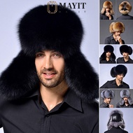 MAYIT Men's Russian Hat Windproof Faux Fur Skiing Bomber Hat