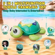 Lehoo Castle Baby Toys 6-12 Months, Tummy Time Toys Turtle Baby Crawling Toys with Light & Sound, Mu